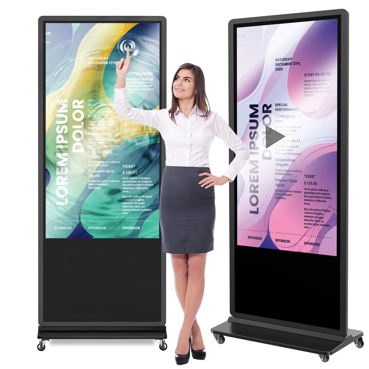 HARZHI 65 Inch 4K LCD Digital Signage Display Kiosk Indoor Floor Standing Poster con Reproductor Multimedia (65" Touch-Screen 4K)