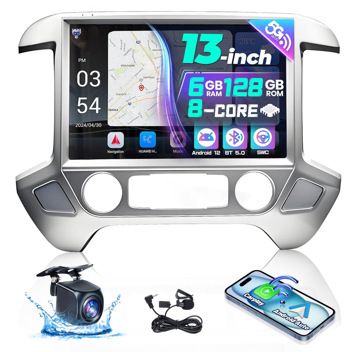 LASERTAIL 13.1" Radio Android 6+128GB para Chevy Silverado / GMC Sierra 2014-2018, 2K, CarPlay, DSP d0435325-f562-4583-a8e0-cbd5dfb886d4