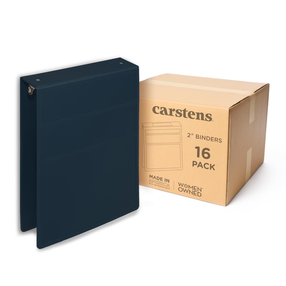 Carstens 2" Heavy Duty 3-Ring Binder Top Opening, Navy Blue, 2-inch, Waterproof, Sin Bolsillos, 300 hojas (2879-3R) 2879-3RCS