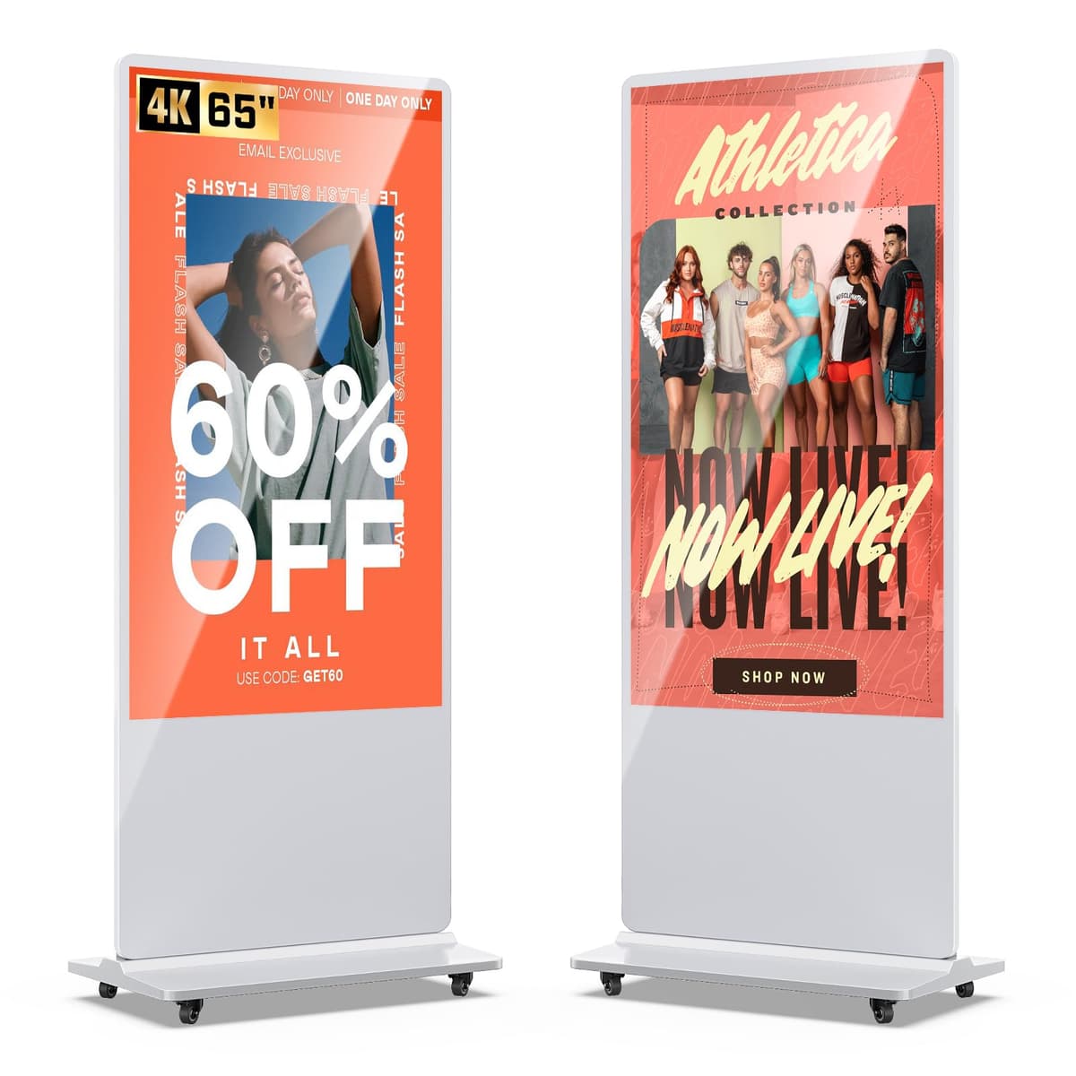 QIXZOCV MWE 65" 4K Digital Signage Kiosk de Piso, Pantalla Comercial LCD con Reproductor y Android QIXZOCV 65Inch Digital Signage