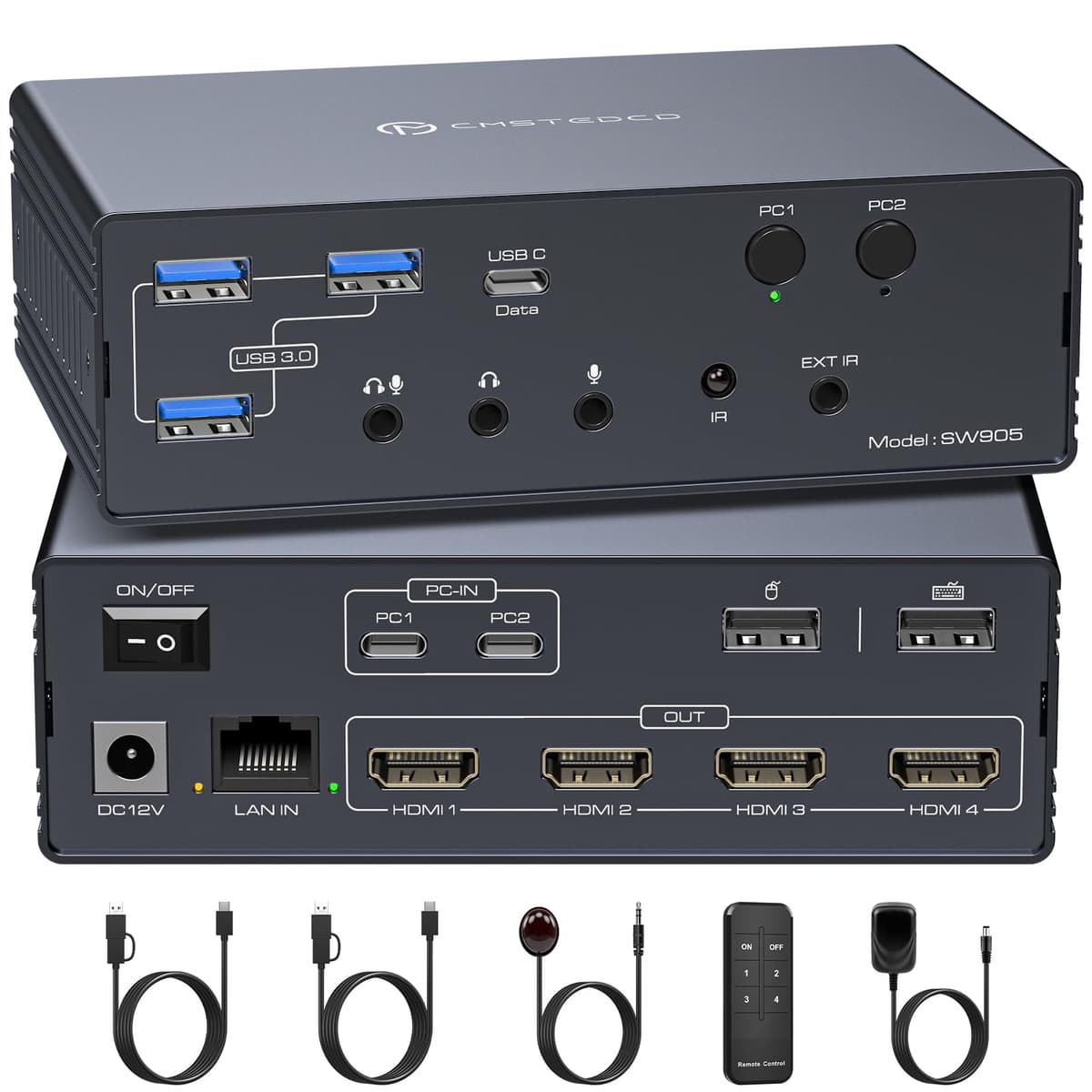 ATLAHET Thunderbolt KVM Switch Docking Station para 2 PCs y 4 monitores 4K60Hz (DisplayLink) ATLAHETUSSW905
