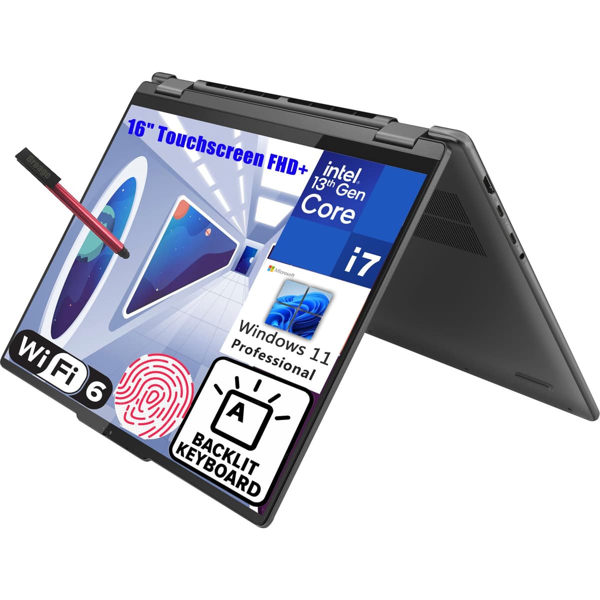 Lenovo Yoga 7i 16" Touchscreen FHD+ 2 en 1, Intel i7-1355U, 16GB, 1TB, WiFi 6E, Windows 11 Pro 16IRL8