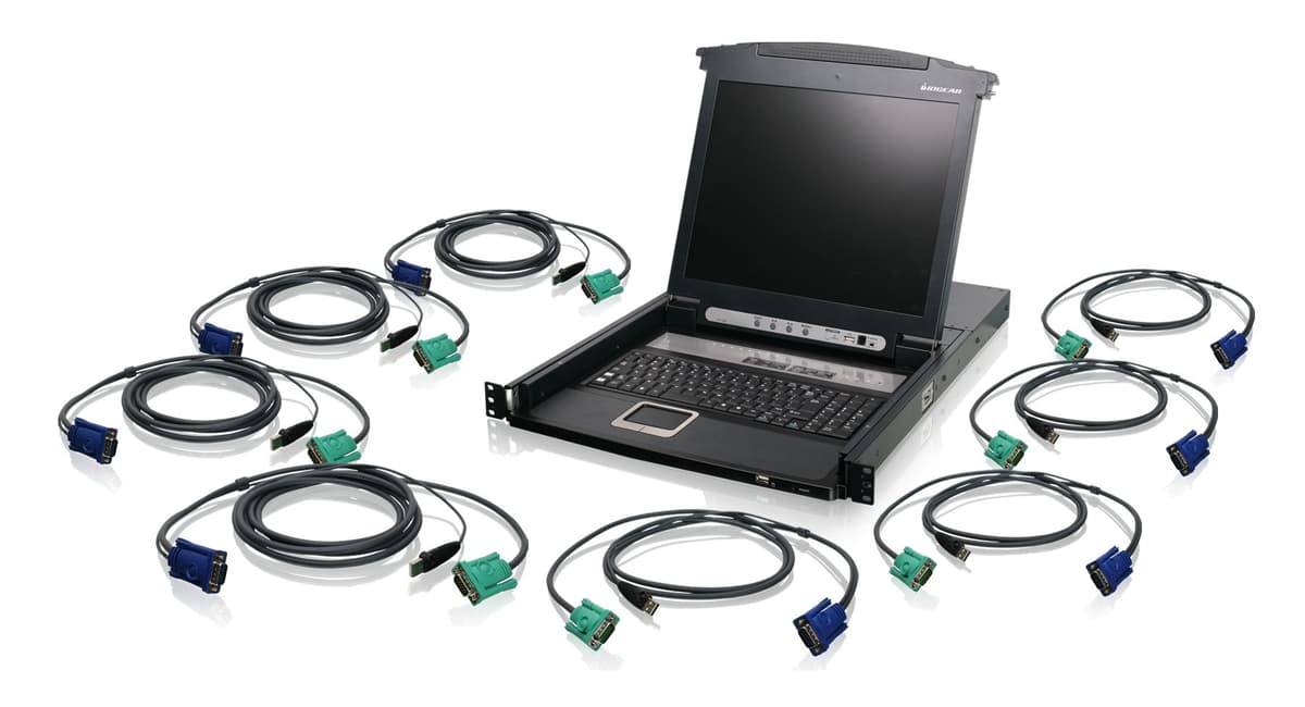 IOGEAR GCL1808KITU - Consola Rack 8-Port KVM USB con LCD 17"