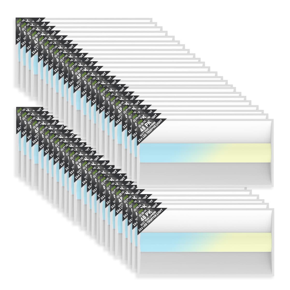 OKQ 2x4 LED Troffer Center Basket Panel 48Pack Color Tunable 30W/40W/50W 2x4 LED Troffer Light 48Pack