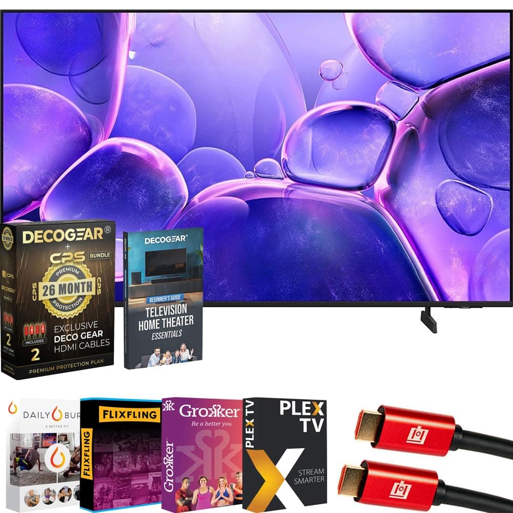 Samsung UN50U8000F 50" Crystal UHD 4K Smart TV (2025) Paquete con Estrenos de Películas en Streaming, Esenciales de Teatro, Cable HDMI de 6 pies y Accesorios Deco CPS Exclusivo Paquete de Protección de 26 Meses (BEACH-CPS-26M500) E1SAMUN50U8000F
