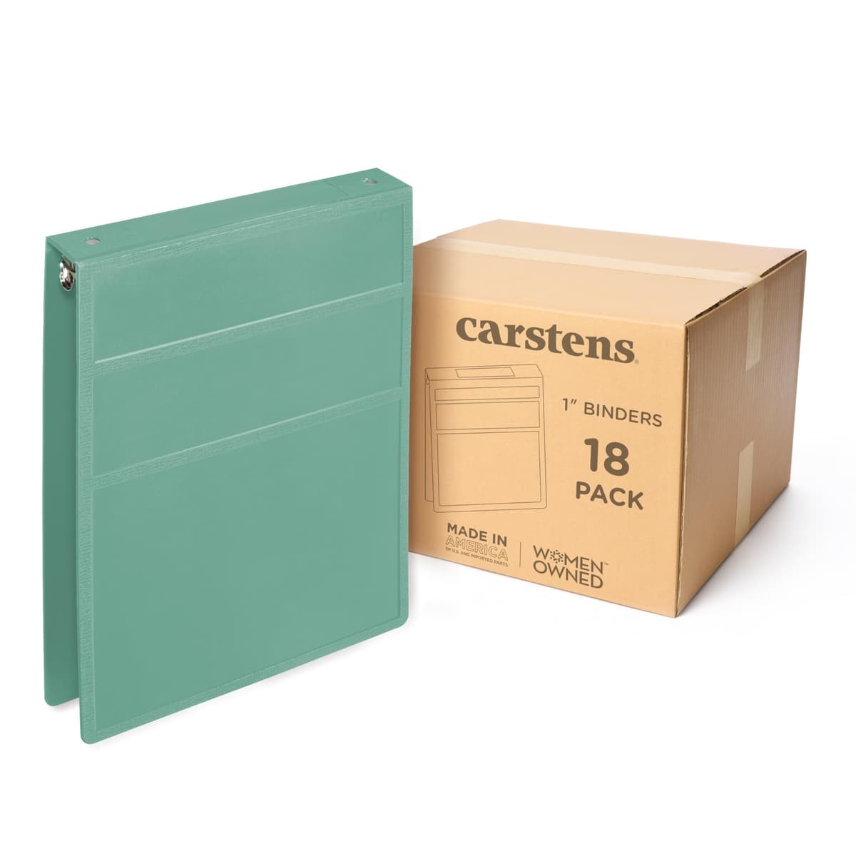 Carstens 1" Heavy Duty 3-Ring Binder Top Opening - Mint (8757-3R) Case of 18 8757-3RCS
