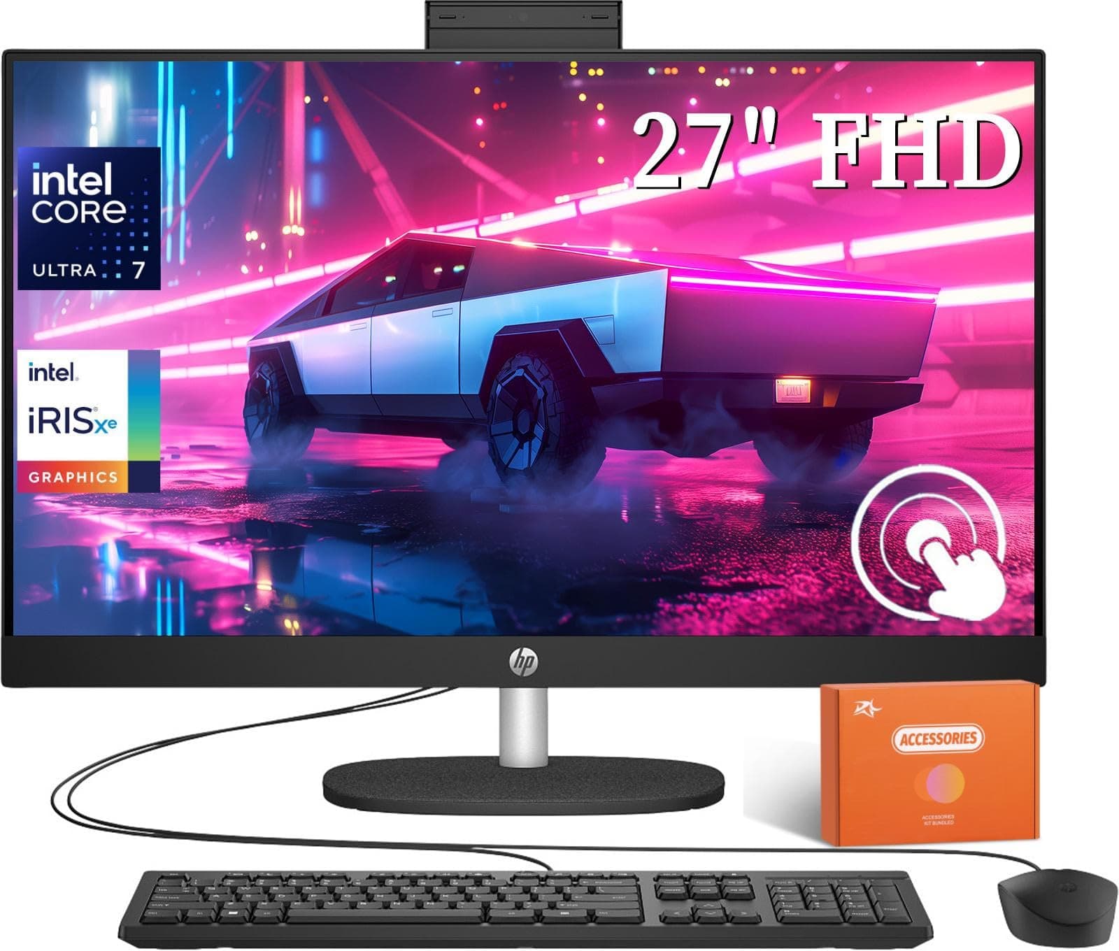 HP All-in-One 27" FHD Touchscreen, Intel Ultra 7 155U, 16GB DDR5, 1TB SSD, Windows 11 Pro HP 27 All-In-One Desktop