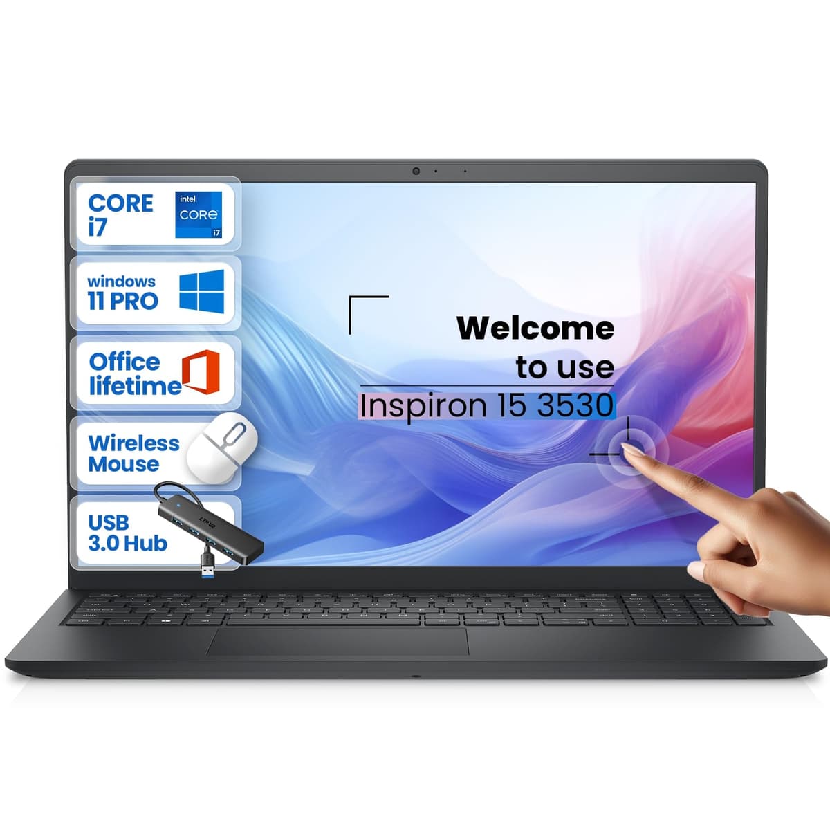Dell Inspiron 15 Touchscreen - 15.6" FHD, Intel Core i7-1355U, hasta 64GB RAM, hasta 2TB SSD, Windows 11 Pro, Office Pro Lifetime RM