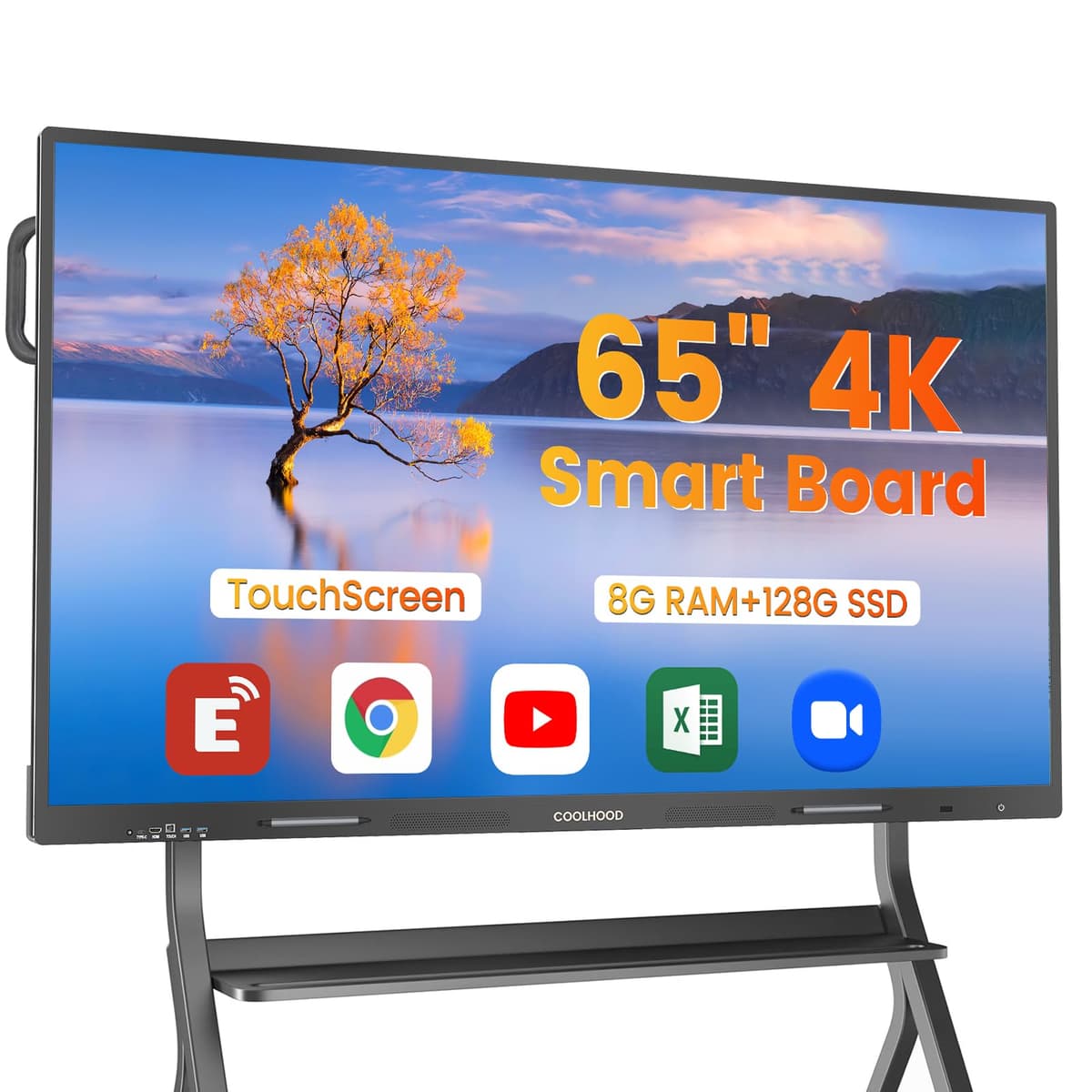 COOLHOOD 65" Smart Board 4K UHD Touchscreen - Android 13, 20 puntos táctiles, 128GB
