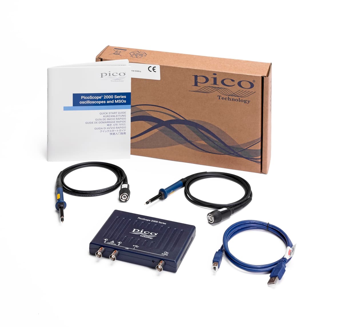 Pico Technology PicoScope 2206B Osciloscopio USB 2 canales 50 MHz con PS7 y sondas PQ012