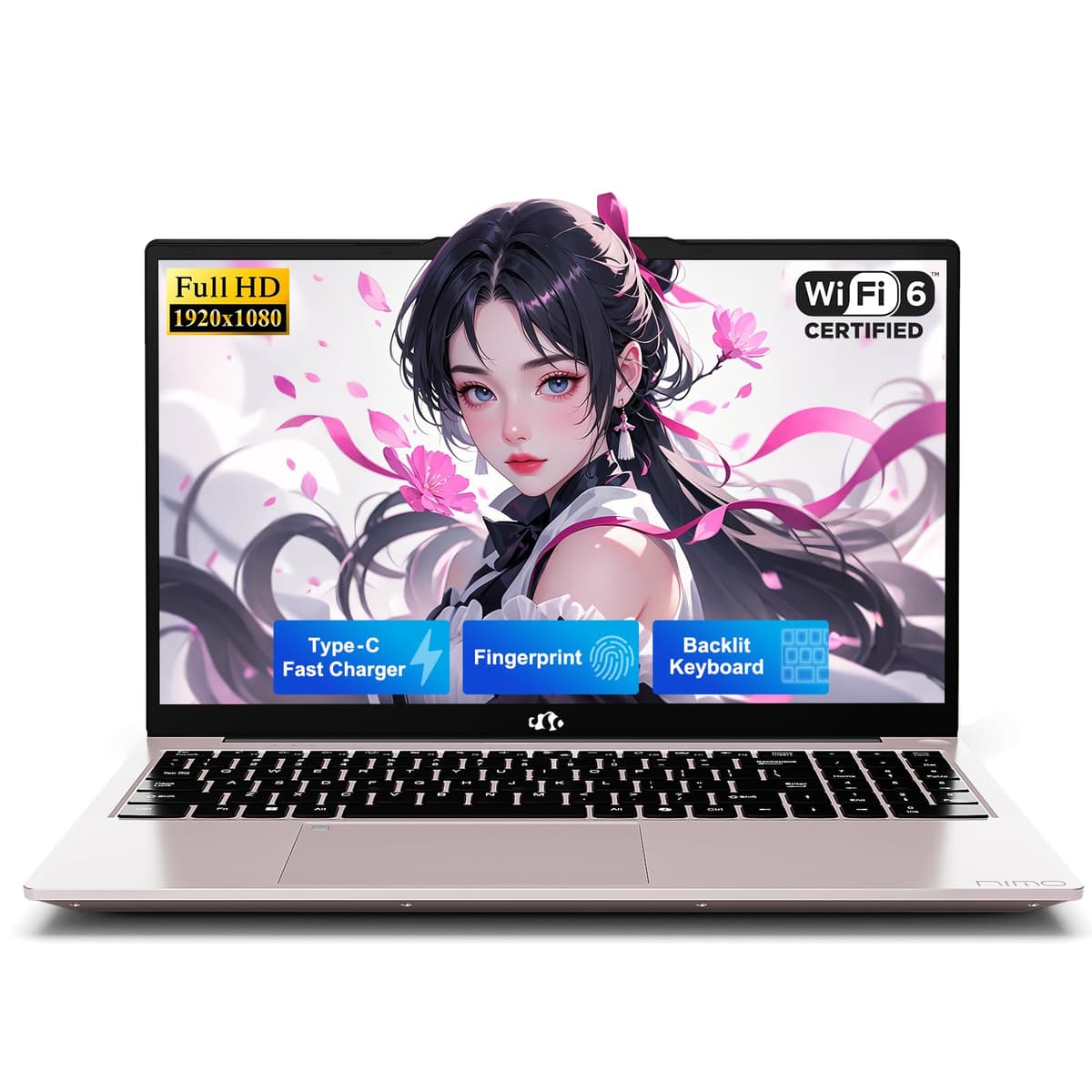 NIMO 15.6" IPS FHD - Laptop para Estudiantes, 16GB RAM 512GB SSD Intel N150 (rendimiento similar a i3-10110U, 4 núcleos hasta 3.6 GHz), Cargador 65W Type-C, Lector de Huellas, Teclado Retroiluminado, Wi-Fi 6, BT5.2,2 Años de Garantía ARN79