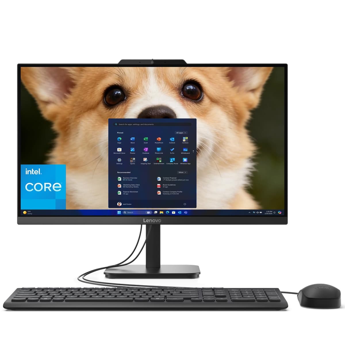 Computadora All-in-One Lenovo AIO 24" FHD para Oficina en Casa, Procesador Intel de 4 Núcleos, 8GB DDR4 RAM, 512GB SSD PCIe, WiFi 6, Bluetooth 5.2, HDMI, Negro Onyx, Teclado, Sin Office, Windows 11 Home V100 24