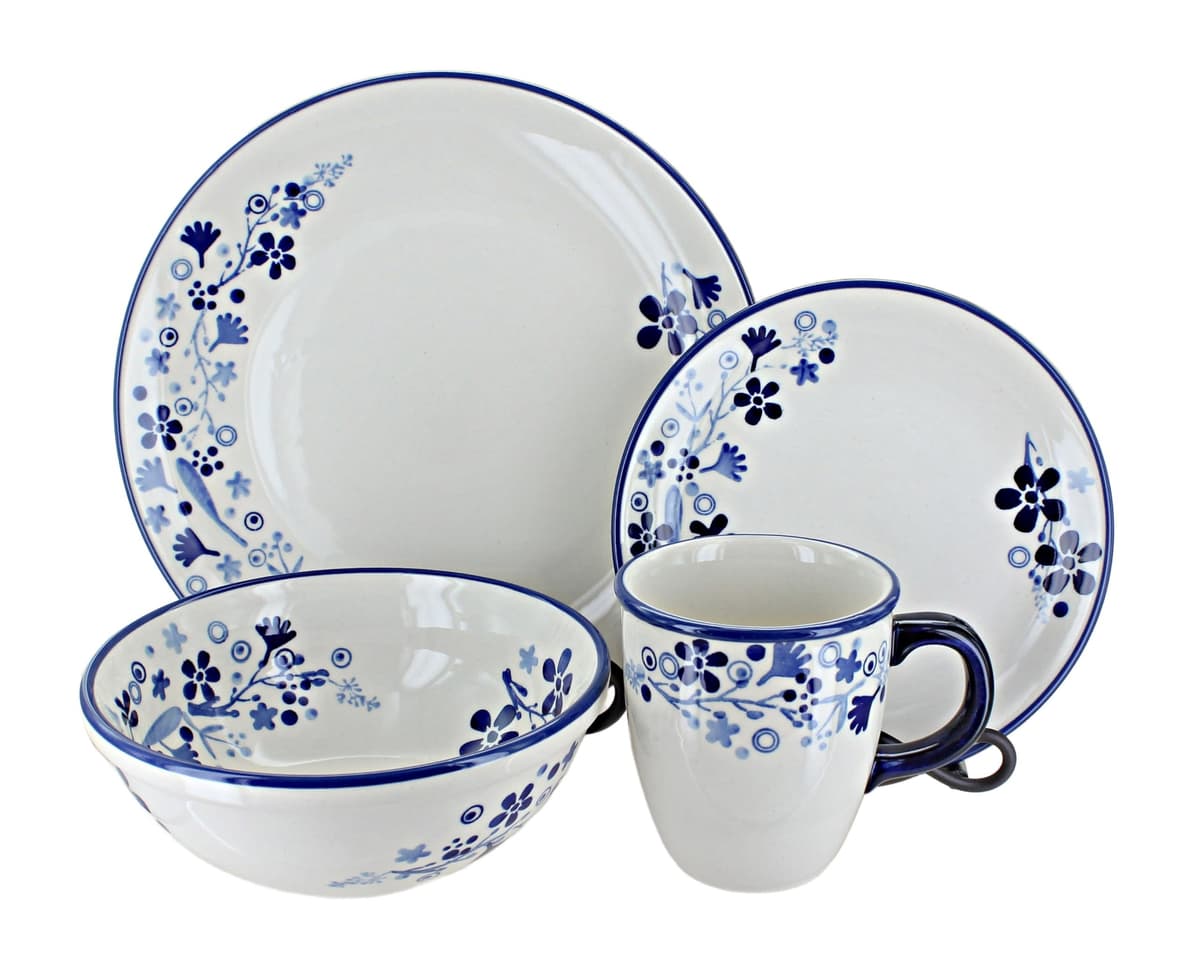 Blue Rose Polish Pottery - Blue Susanna 16 Piece Dinner Set - 4 Place Settings 1000-GZ48-4