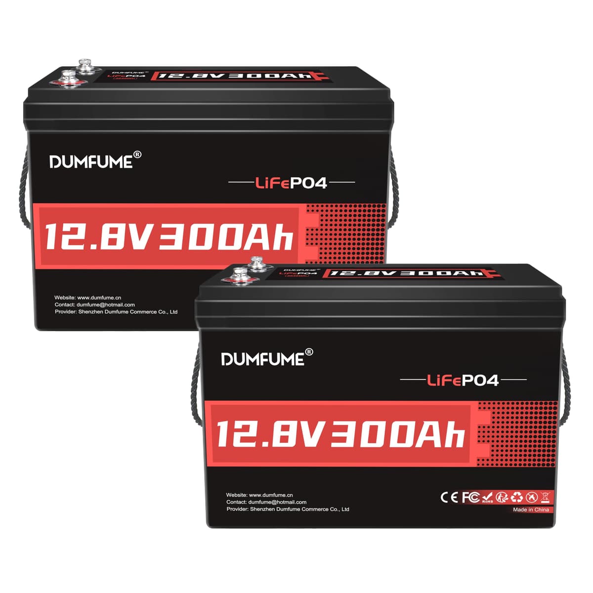 dumfume 2x Batería LiFePO4 12V 300Ah (314Ah) 200A BMS 4019Wh - 15000+ ciclos PS95362-100