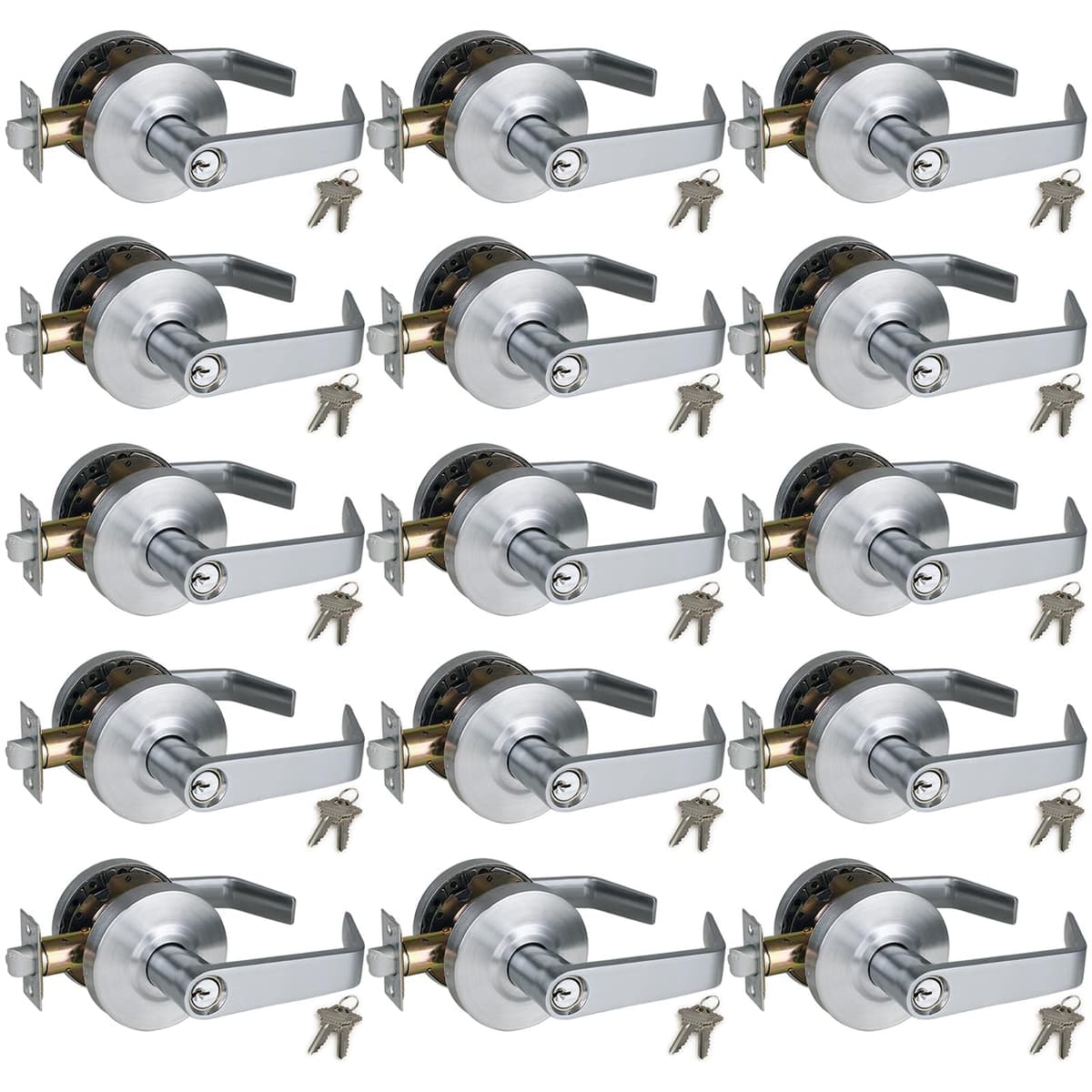 NEWBANG HARDWARE Manija de Entrada Comercial con Llave, Satin Chrome 26D, GRD2-72ET-15P