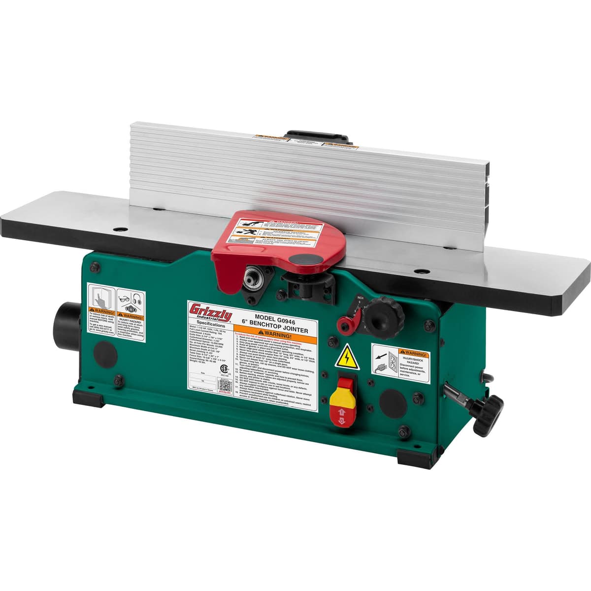 Grizzly Industrial Benchtop Jointer 6 in. con cabezal tipo espiral G0946