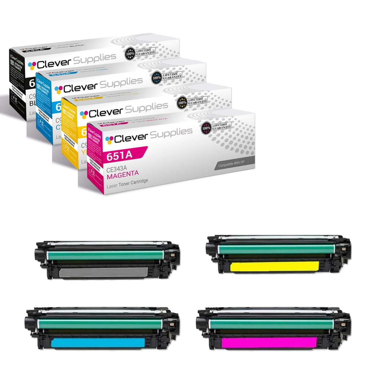 Tóner compatible Clever Supplies CE340A/CE341A/CE342A/CE343A 4 colores para HP M775/Enterprise 700