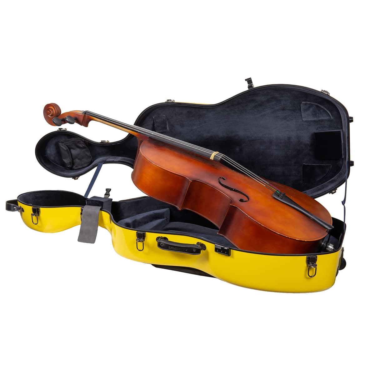 Crossrock Fiberglass Cello Case with Wheels CRF2020CEFYL - Yellow