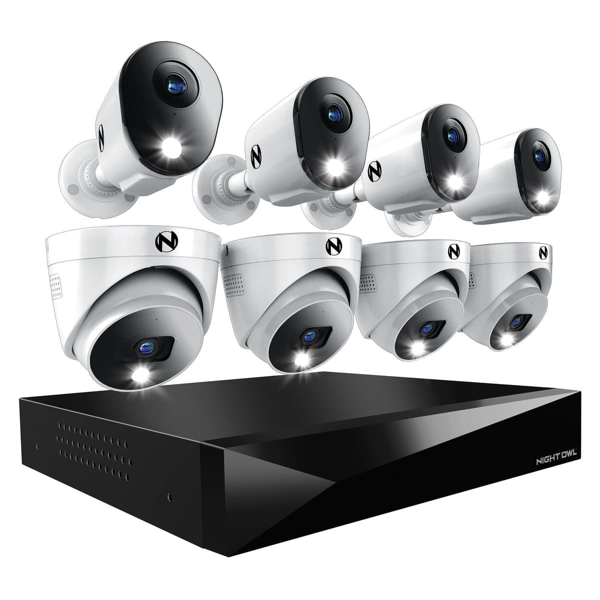 Night Owl Sistema de Seguridad para el Hogar con DVR de 12 Canales y Audio Bidireccional - 8 Cámaras Cableadas (4 Bullet, 4 Domo) y 4 Cámaras Inalámbricas Compatibles con Wi-Fi FTD8-162-9LDM