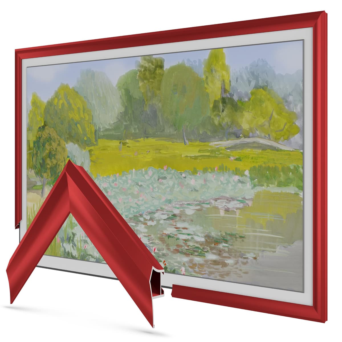Marco de TV Deco de aleación prismática rojo manzana carmesí de 65" - Compatible SOLO con Samsung The Frame y Pro TVs (Compatible con 2021-2025, LS03A, LS03B, LS03C, LS03D, LS03FA, LS03FW)