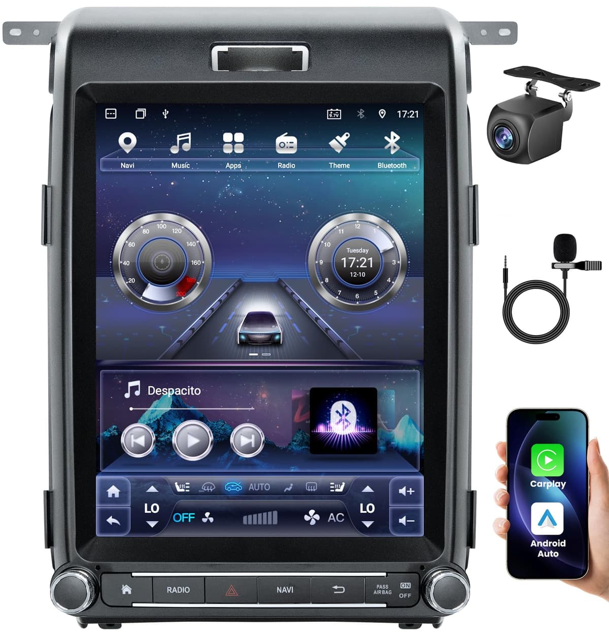 Kakamoden Radio Android 13 12.1" estilo T para Ford F150 2013-2014 - 8Core 8GB+128GB, CarPlay/Android Auto