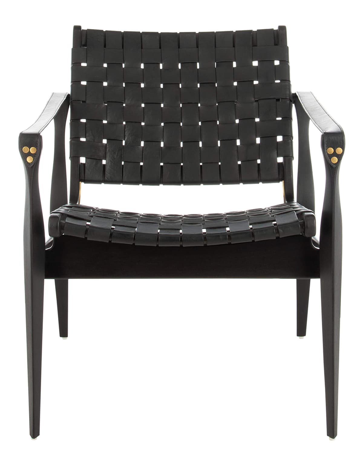 Safavieh Couture sillón Safari Dilan cuero tejido negro SFV9005C