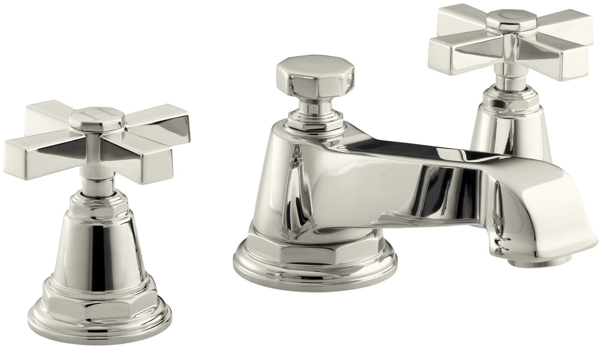 Kohler Pinstripe K-13132-3A-SN Widespread 2-Handle Bathroom Faucet - Polished Nickel