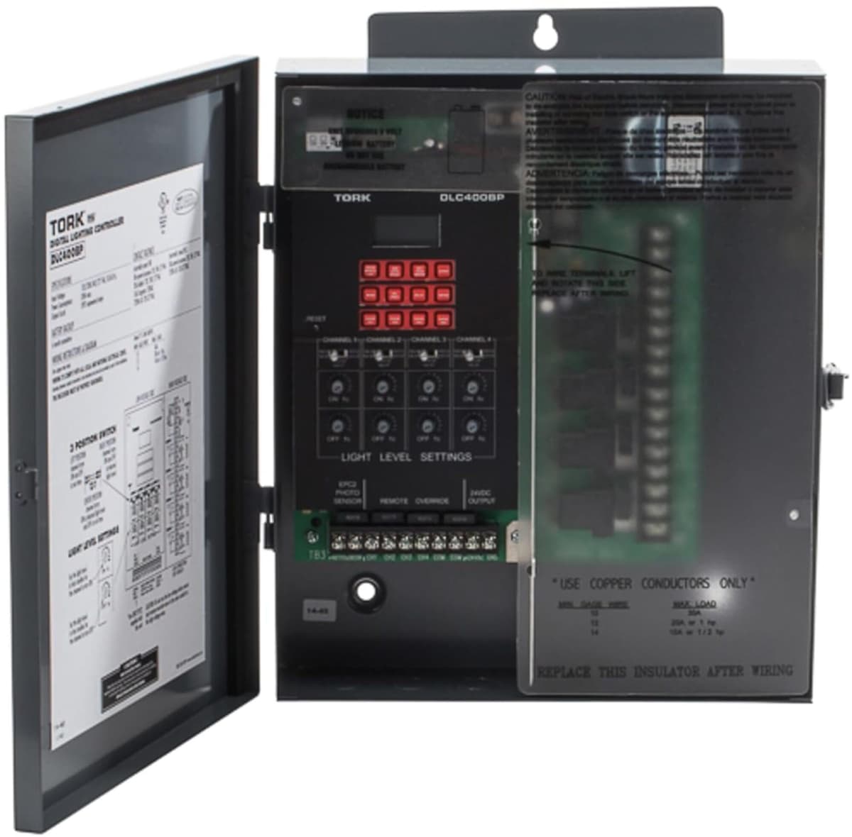 NSI DLC400BP 4-Zone Lighting Control Time Switch, 120/208-240/277 VAC, Astronomic