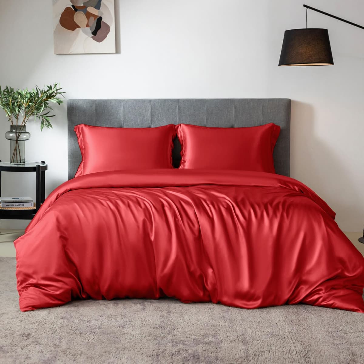 THXSILK juego de seda 100% King, 7A+ (duvet cover) rojo W01W15410K