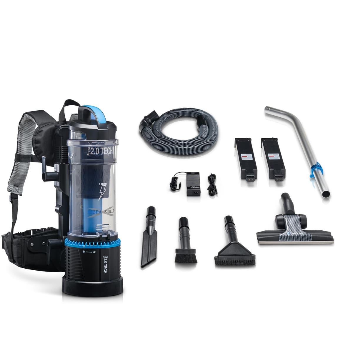 Prolux 2.0 aspiradora mochilera inalámbrica sin bolsa con filtración HEPA dual y kit de accesorios 19prolux2.0c