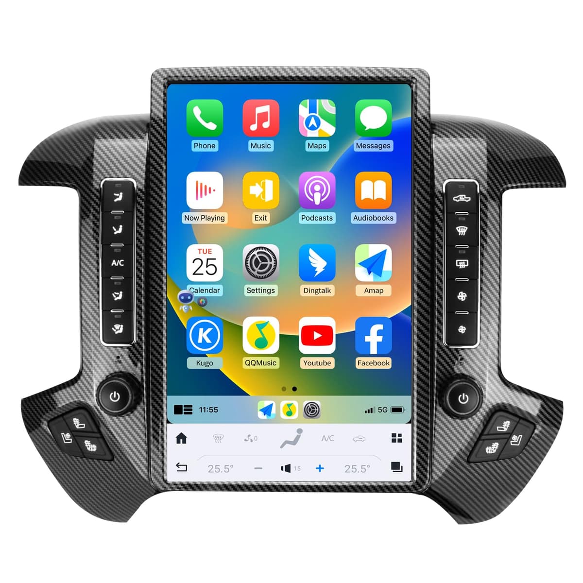 KiriNavi Radio Android para Chevrolet Silverado / GMC Sierra 2014-2019 - Pantalla 14.4" Tesla Style con CarPlay y Android Auto