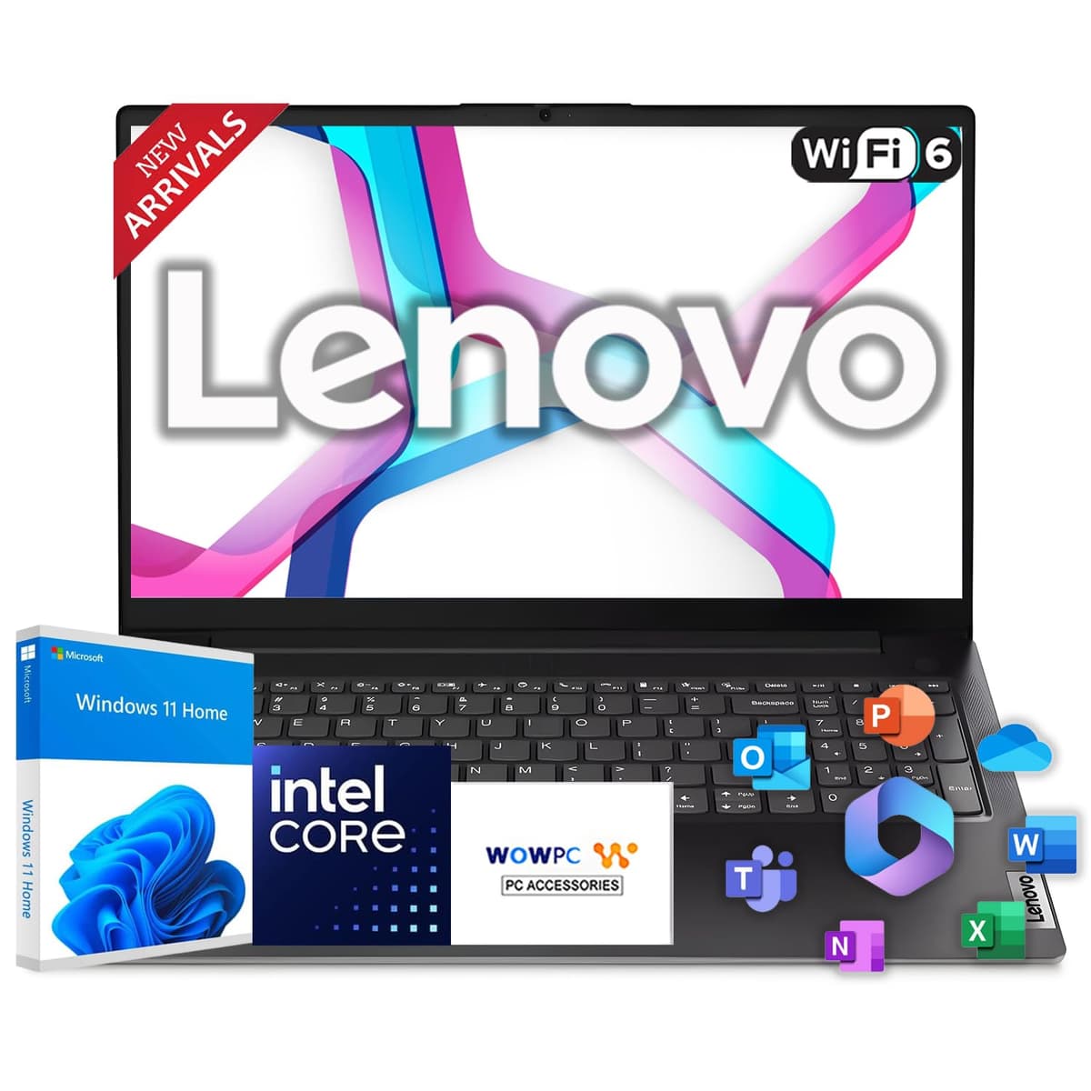 Lenovo 2026 Nuevo Diseño para Negocios y Estudiantes, Procesador Intel Potente, 16 GB RAM, 512 GB SSD, Pantalla FHD de 15.6", Ethernet RJ-45, Diseño Ultra Silencioso, Larga Duración de Batería, Wi-Fi 6, Windows 11 V15