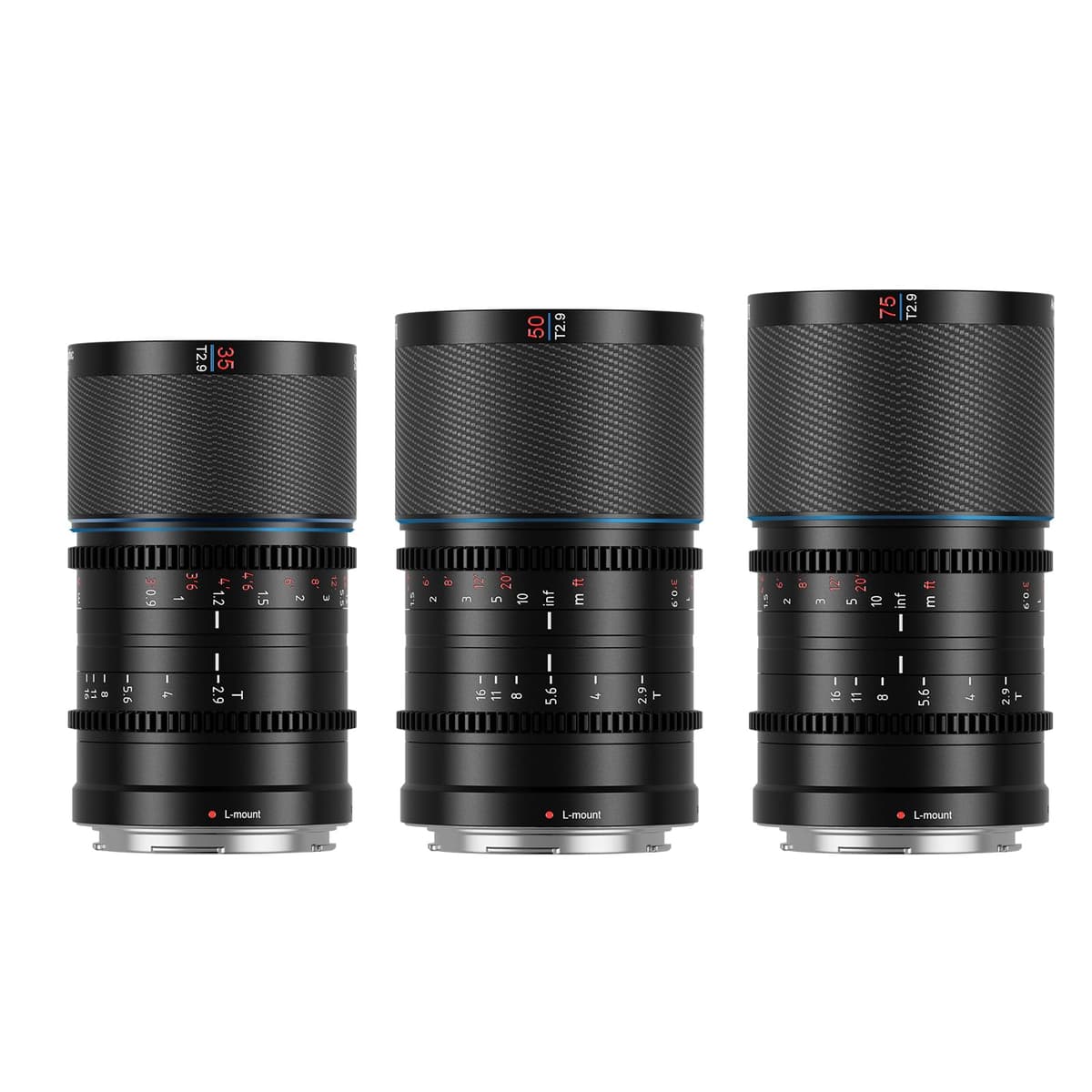 SIRUI Saturn 35mm, 50mm, 75mm T2.9 1.6X Anamórficas Full Frame Carbon Fiber para Montura L (Neutral Flare) Saturn 3S-LN