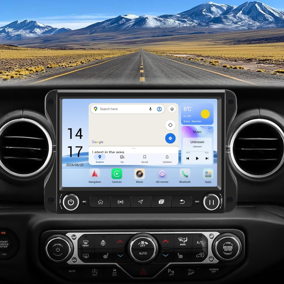 EagleNav Radio para auto Android 13 para Jeep Wrangler JL y Gladiator JT 2018-2022, Qualcomm [4GB+64GB] pantalla táctil de 10 pulgadas, estéreo Jeep con CarPlay inalámbrico y Android Auto, GPS/AM/FM/5G WiFi/USB/Bluetooth 5.0/LTE GT6JE14-B