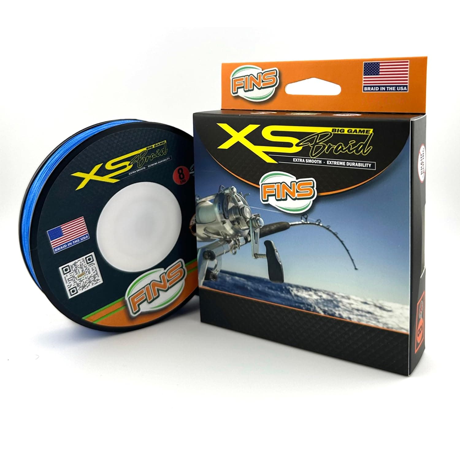 FINS XS Big Game Braid - 8-end, Azul, 100 lb, 4000 Yds FNSXS-100-4000-BLU