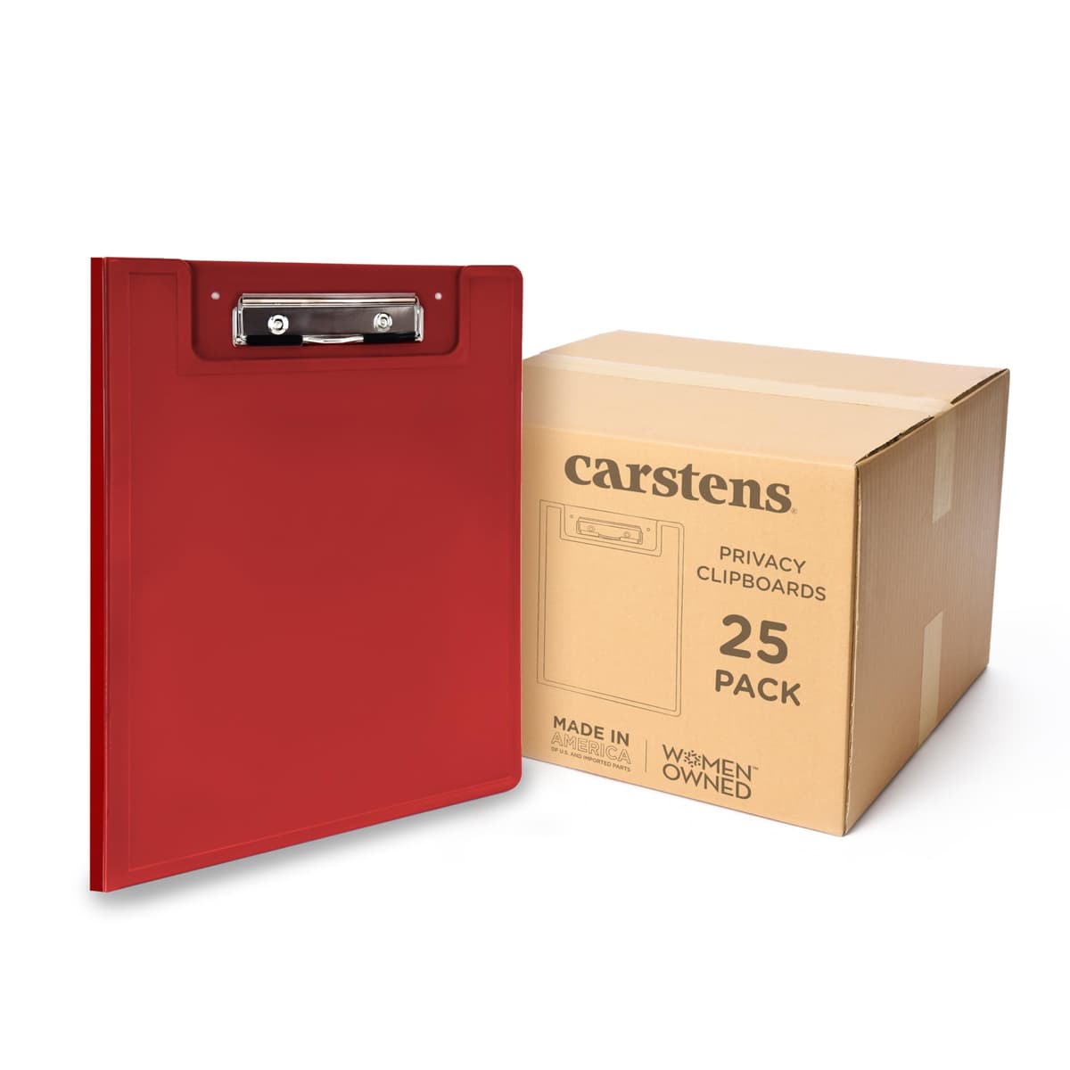 Carstens Clipboard plegable de perfil bajo con cubierta pesada, plástico Rojo, paquete de 25 9830-00CS