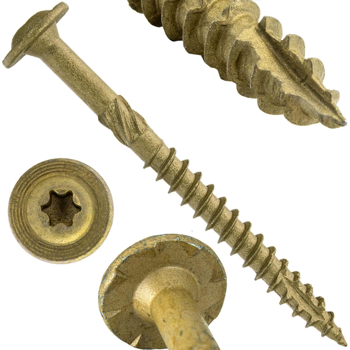Tornillo de Perno de Madera Jake Sales #15 x 3 - Punta Torx/Estrella para Construcción, Alta Resistencia, Compatible con ACQ - Arandela de Cabeza para Armaduras Modificada. Cajas de 100 unidades - CAJA - 1,000 tornillos 15-3-CONSTRUCTION LAG SCREWS-CTX-100