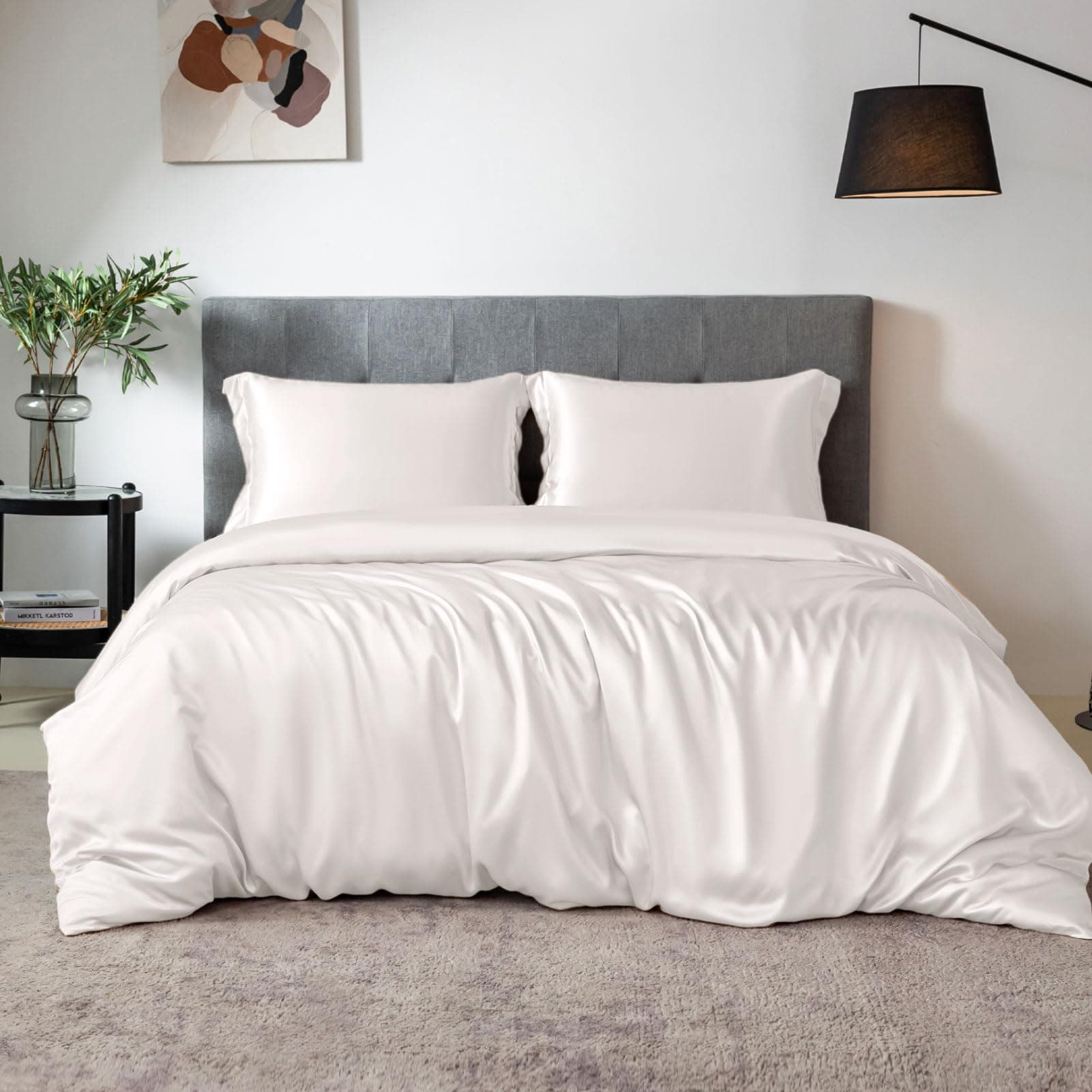 THXSILK Juego de sábanas 100% Mulberry Silk 7A+ Full, Blanco W01W01410F