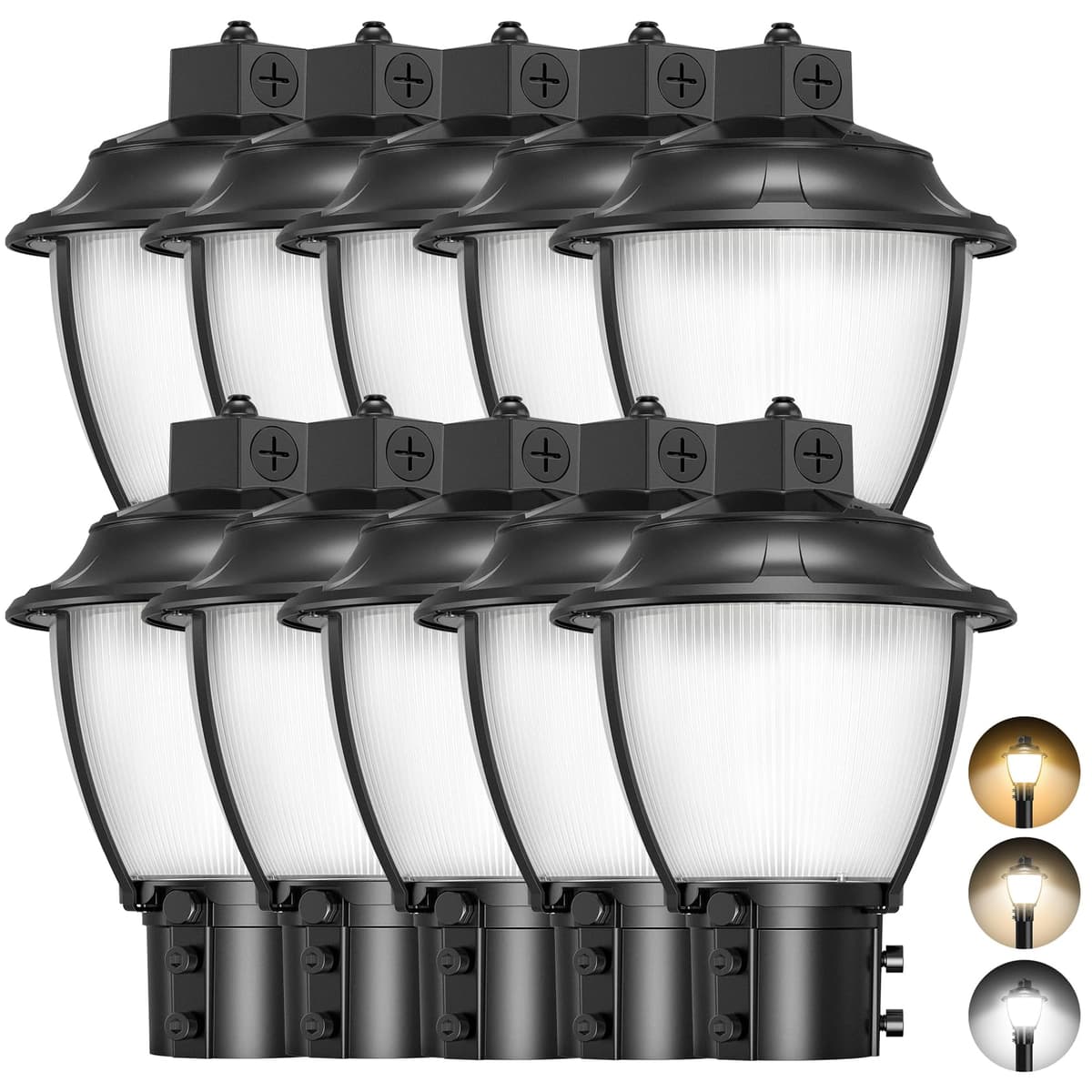 YELLORE Poste LED ajustable 80W/64W/48W ETL DLC IP65 con sensor crepúsculo NG-PAL-80WCD-358P