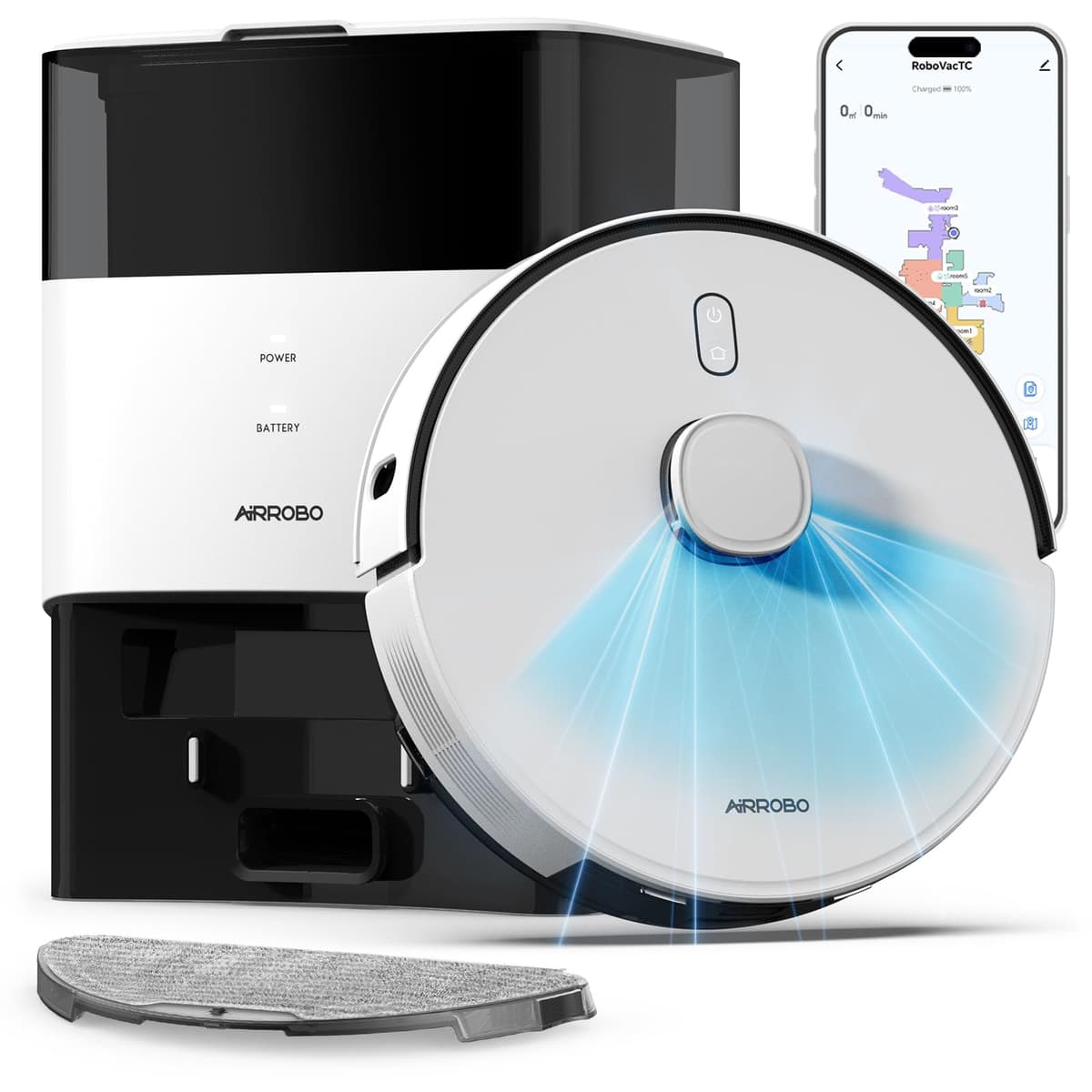 AIRROBO T30+ - Robot aspirador y friegasuelos con autovaciado 60 días y 6000Pa