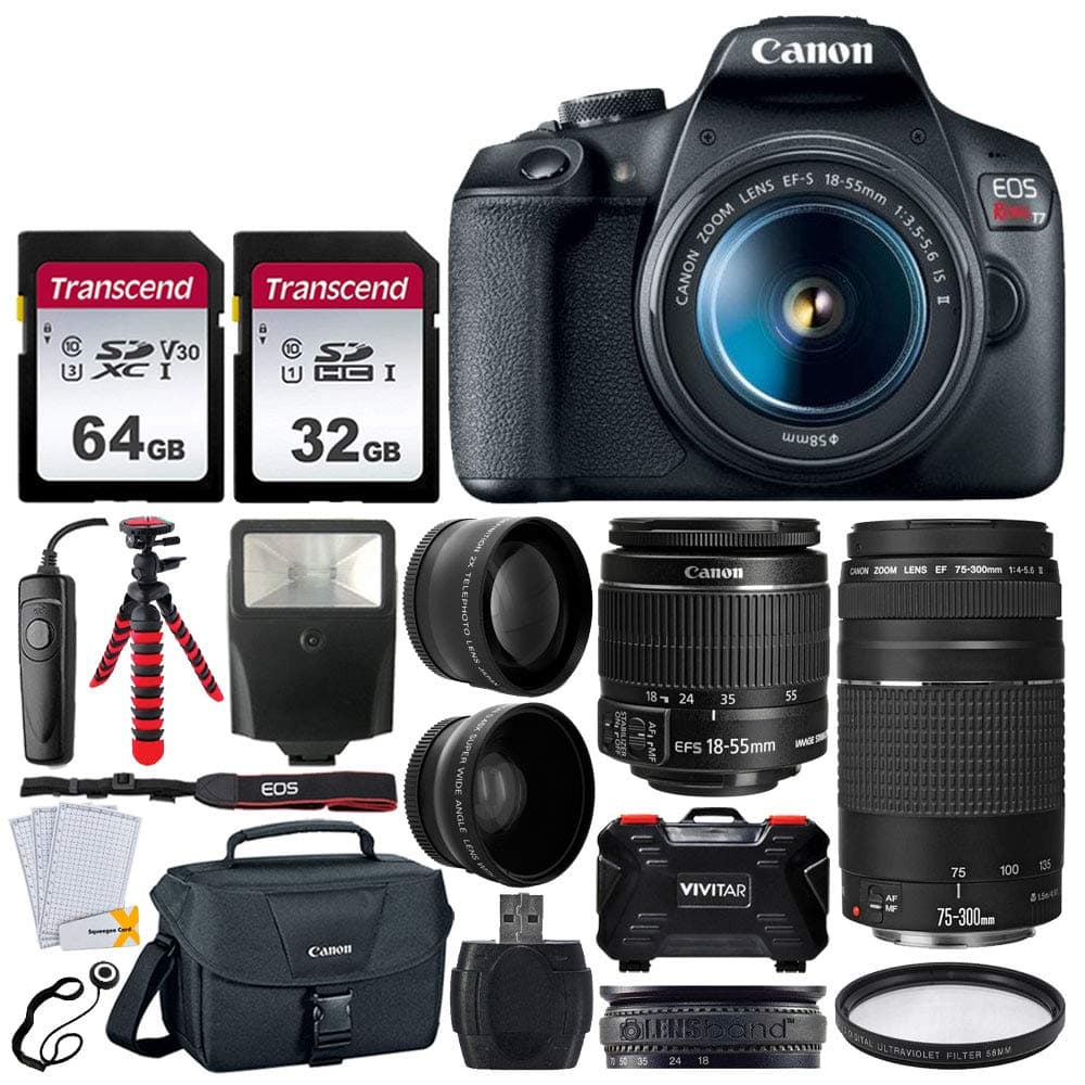 PHOTO4LESS Canon EOS Rebel T7 DSLR con lentes 18-55mm & 75-300mm más accesorios 2727C021 K16