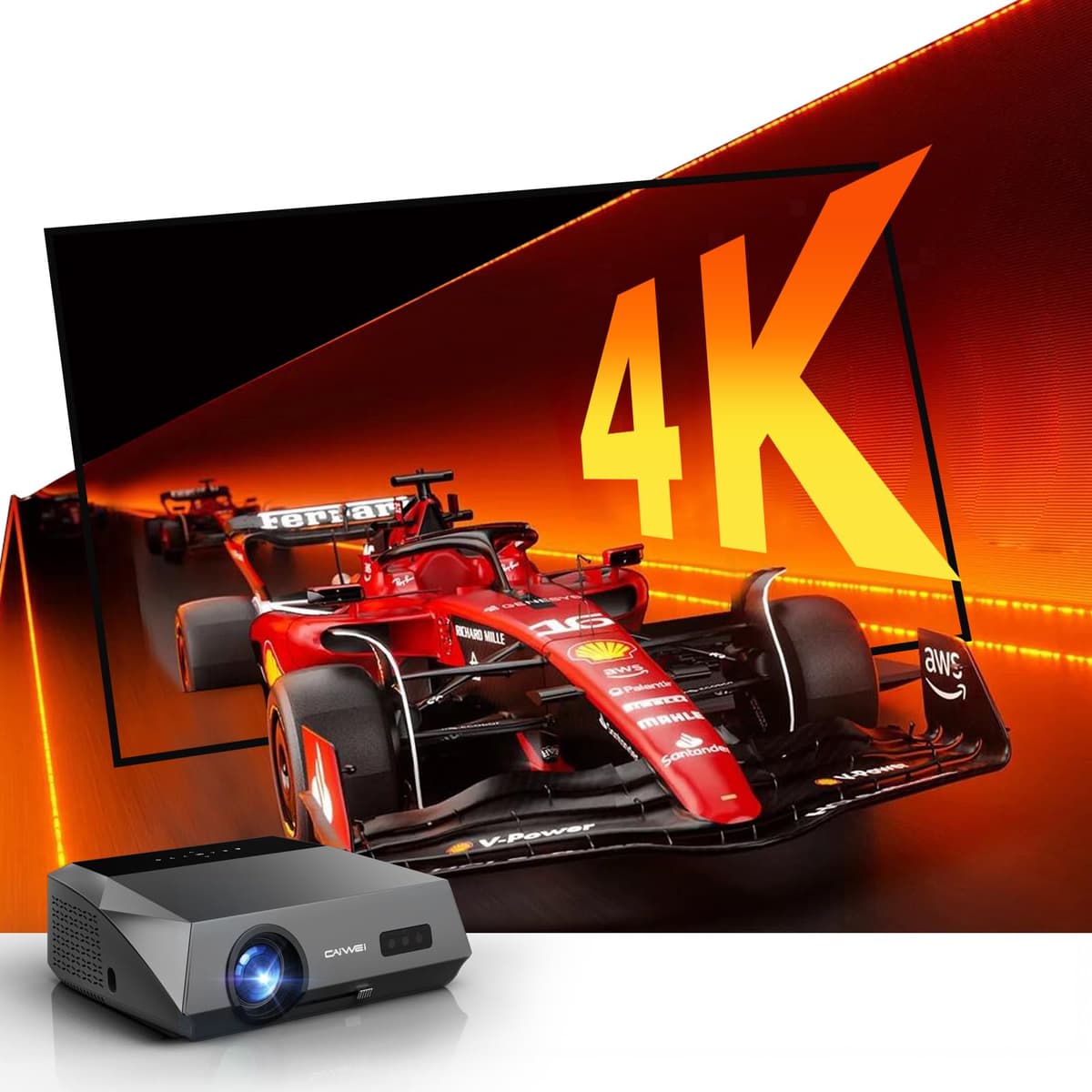 CWEUG Proyector Diurno 4K para Cine en Casa para Visualización a Luz Diurna 2300 ANSI Ultra HD Smart Google TV con HDR10+ Autofoco ToF HDMI eARC DD+ WiFi6 Bluetooth para Salas Brillantes A10