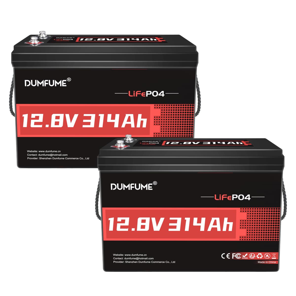 2 Pack Baterías LiFePO4 12V 314Ah 200A BMS 4.01kWh - dumfume (2 Packs)12.8V 314Ah