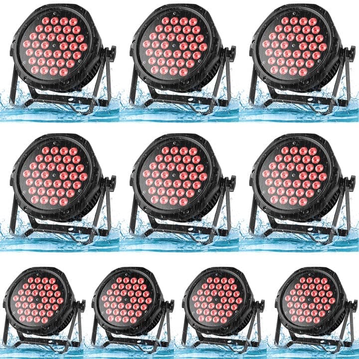 HOLDLAMP Par Can LED impermeable para exteriores, RGB 3-en-1, control DMX, activación por sonido (pack de 10) ZQ01092