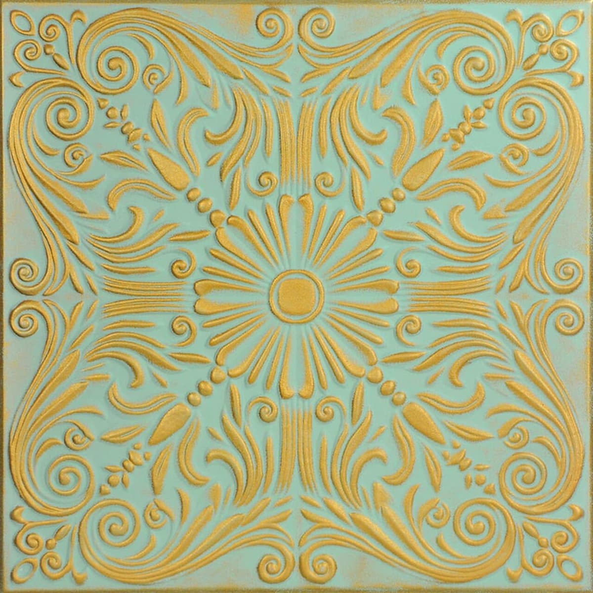 À LA MAISON CEILINGS R139 Spanish Silver Foam Glue-up Ceiling Tile, Pack de 144, Gold Moss R139gm-144