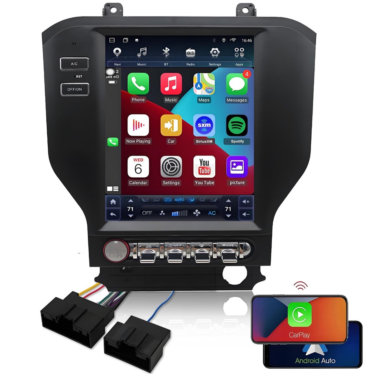 Cimmuovere Reemplazo de radio para Ford Mustang 2015-2023, estéreo Android con navegación, pantalla de 9.7 pulgadas, CPU de 8 núcleos, 4GB RAM, CarPlay y Android Auto, mantiene controles en el volante y cámara de fábrica