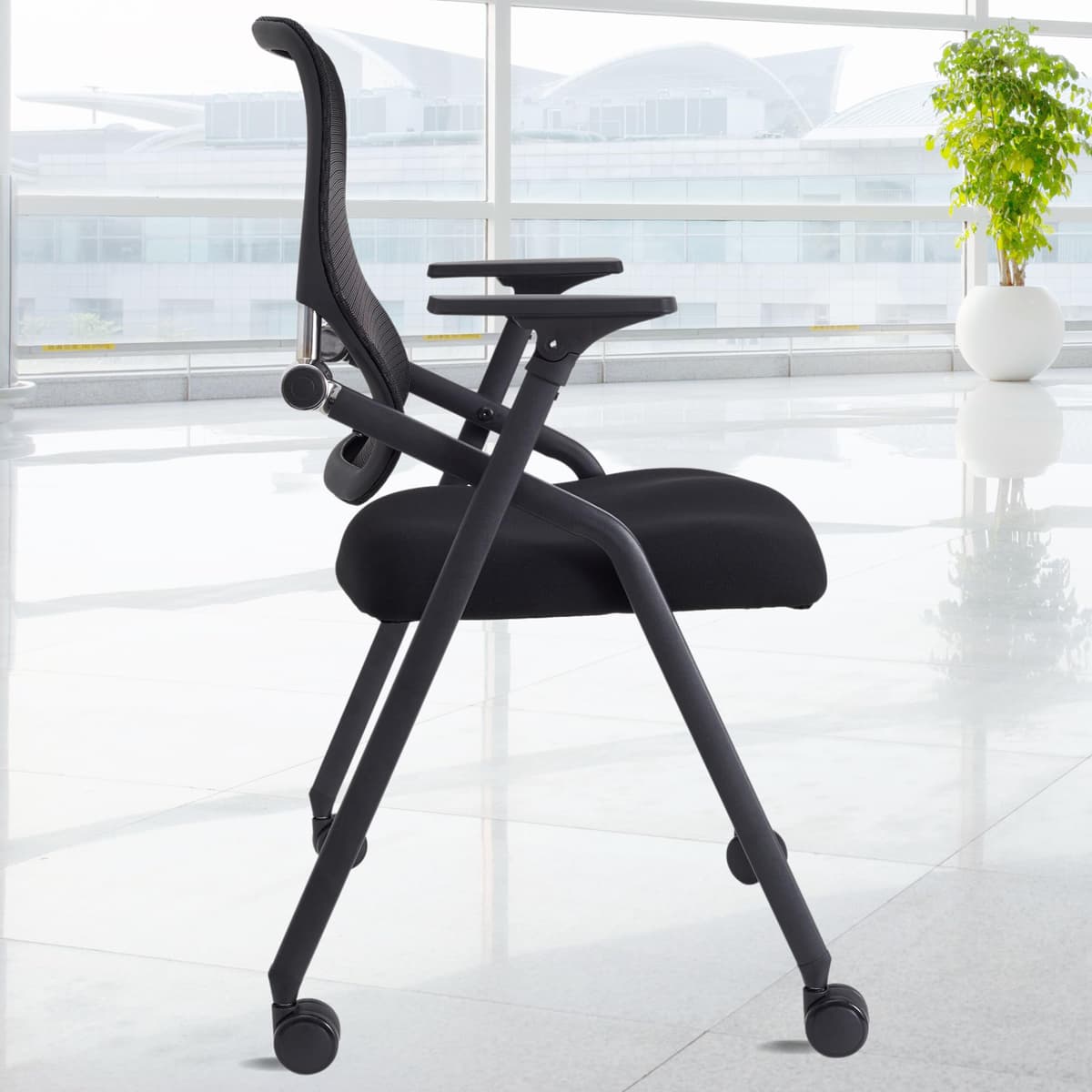 BROBRIYO 10-Pack sillas apilables y plegables para sala de conferencias con soporte lumbar BRY-001-01