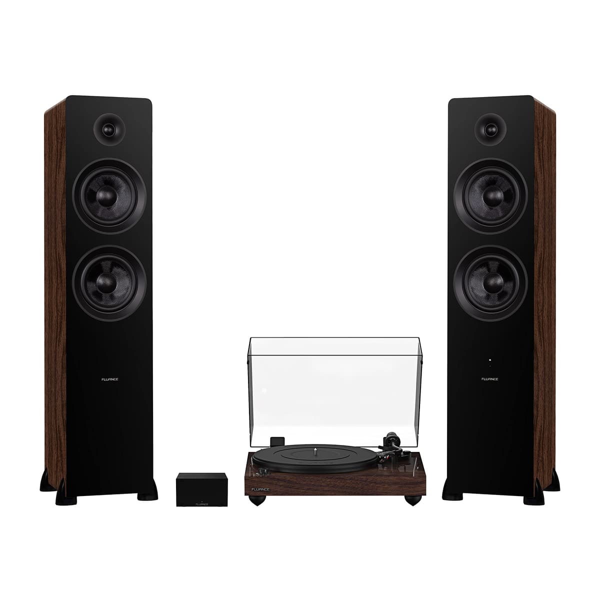 Fluance RT82 Reference Walnut con PA10 y Ai81 Walnut - Giradiscos Hi-Fi con Ortofon OM10 y 150W Bluetooth RT82WPAI81B