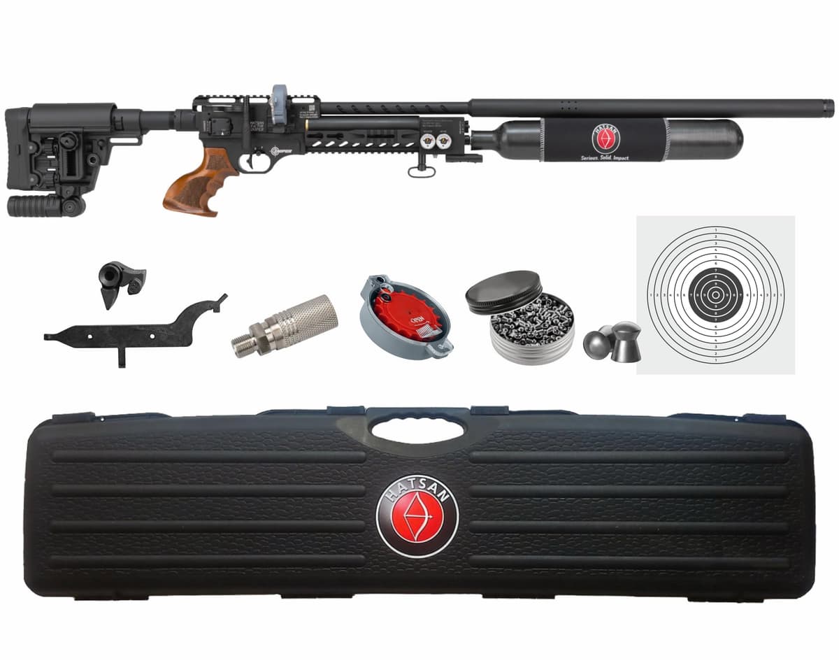 Wearable4U Hatsan Factor Sniper Long .22 Cal PCP, acción lateral, incluye pellets y blancos (bundle) HGFactorSniper-L22_AmmoTarg