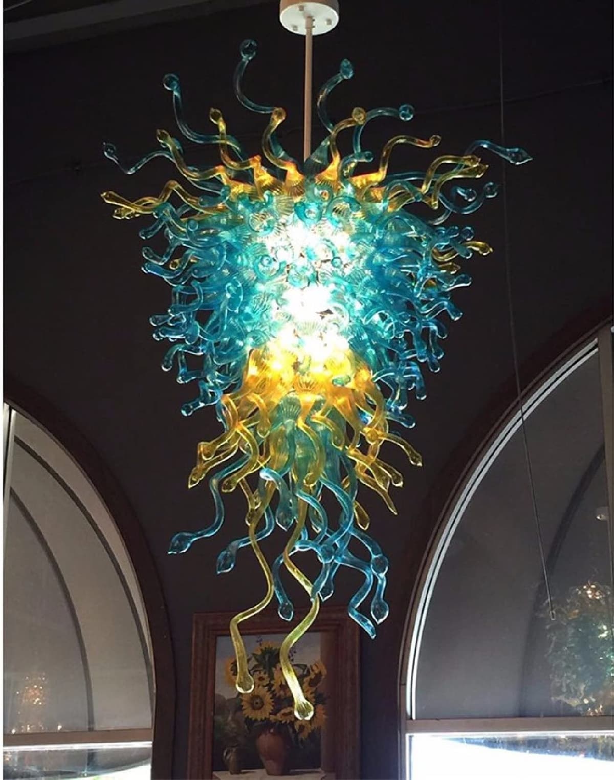 Longree Araña de vidrio soplado a mano grande 54" para escalera o lobby LR1345-80*140cm